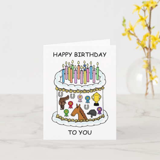 Carte Joyeux anniversaire à cavalier (Fleur jaune)