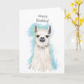 Carte Joyeux anniversaire à Cute Alpaca (Fleur jaune)