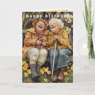 Carte Joyeux Anniversaire à Deux Dames Drôles qui rient