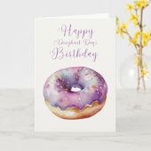 Carte Joyeux anniversaire à Doughnut illustrée à la main (Fleur jaune)
