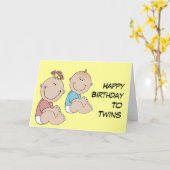 Carte Joyeux anniversaire à jumeaux (Fleur jaune)