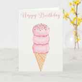 Carte Joyeux anniversaire à la crème glacée illustrée à  (Fleur jaune)