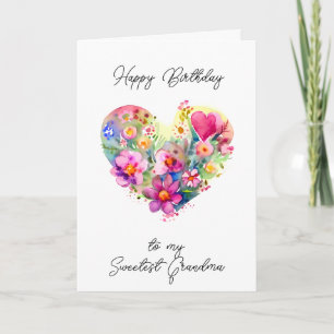 Carte Joyeux Anniversaire à la Grand-mère la plus douce