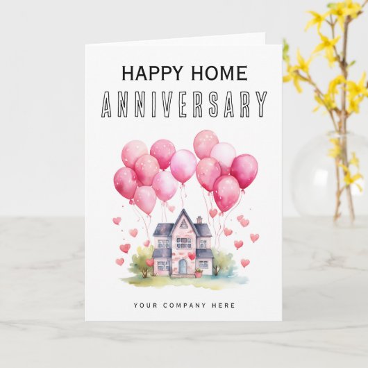 Carte Joyeux anniversaire à la maison (Fleur jaune)