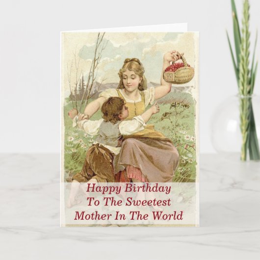 Carte Joyeux Anniversaire À La Mère La Plus Douce Du Mon (Devant)