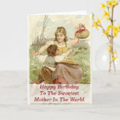 Carte Joyeux Anniversaire À La Mère La Plus Douce Du Mon (Fleur jaune)