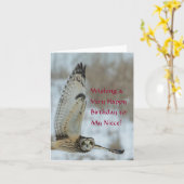 Carte Joyeux anniversaire à la nièce avec Chouette blanc (Fleur jaune)