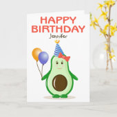 Carte Joyeux anniversaire à l'Avocado (Fleur jaune)