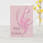 Carte Joyeux anniversaire à l'élégante dame (Fleur jaune)