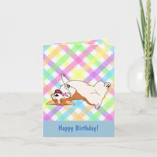 Carte Joyeux Anniversaire à l'envers du dessin de Corgi (Devant)