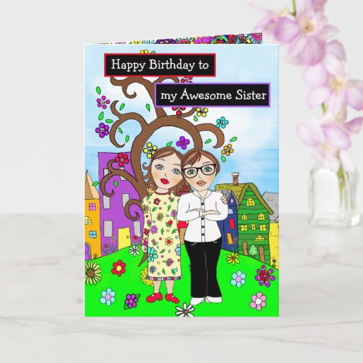 Carte Joyeux anniversaire à ma merveilleuse soeur (Orchidée)