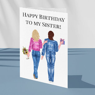 Carte Joyeux anniversaire à ma soeur Aquarelle Fête C