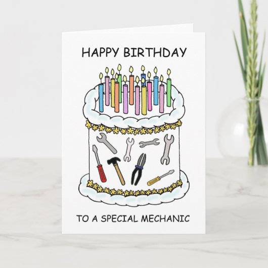 Carte Joyeux anniversaire à mécanicien (Devant)