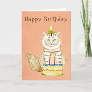 Carte Joyeux anniversaire à Meow Kitty avec gâteau