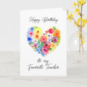 Carte Joyeux anniversaire à mon enseignant favori (Fleur jaune)