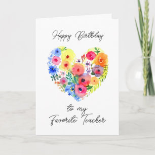 Carte Joyeux anniversaire à mon enseignant favori