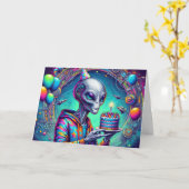 Carte Joyeux anniversaire à mon Humain Favori | ALIEN (Fleur jaune)