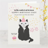 Carte Joyeux anniversaire à papa chat (Fleur jaune)