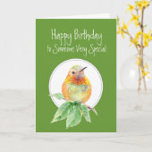 Carte Joyeux anniversaire à quelqu'un spécial, Colibri (Fleur jaune)