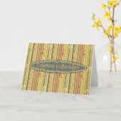 Carte Joyeux anniversaire à Serbian, Stripes and Flowers (Fleur jaune)