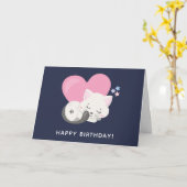 Carte Joyeux anniversaire à Sweet Kitty Cat qui dort ave (Fleur jaune)