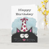 Carte Joyeux anniversaire à un amoureux des chats (Fleur jaune)