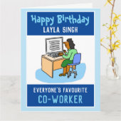 Carte Joyeux anniversaire à un collaborateur de bureau a (Fleur jaune)