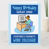 Carte Joyeux anniversaire à un collègue de travail asiat (Devant)