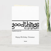 Carte Joyeux anniversaire à un dinosaure (Dos)
