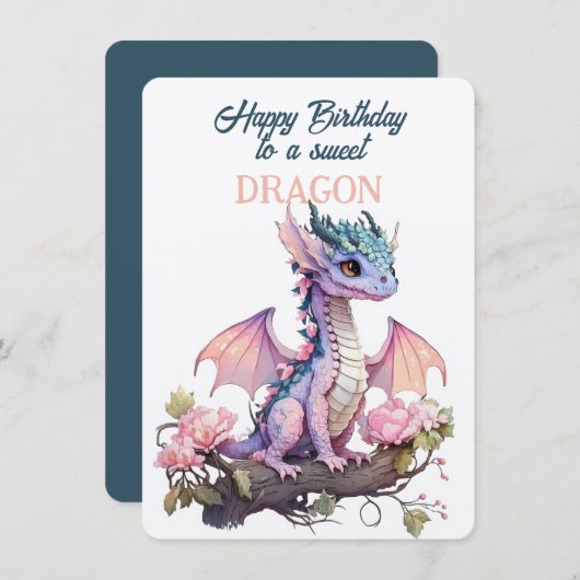 Carte Joyeux Anniversaire À Un DRAGON Doux (Devant / Derrière)