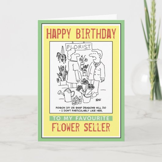 Carte Joyeux anniversaire à un fleuriste ou un vendeur d (Devant)