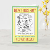 Carte Joyeux anniversaire à un fleuriste ou un vendeur d (Fleur jaune)