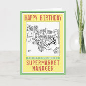 Carte Joyeux anniversaire à un gérant de supermarché. (Devant)