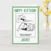 Carte Joyeux anniversaire à un Jockey (Fleur jaune)