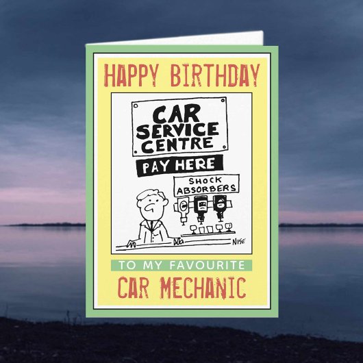 Carte Joyeux anniversaire à un mécanicien automobile