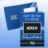 Carte Joyeux anniversaire à un neveu spécial bleu noir