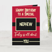 Carte Joyeux anniversaire à un neveu spécial rouge noir (Devant)