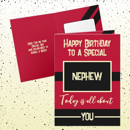 Carte Joyeux anniversaire à un neveu spécial rouge noir
