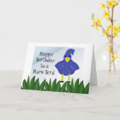 Carte Joyeux anniversaire à un oiseau rare - Cartoon Bir (Fleur jaune)