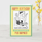 Carte Joyeux anniversaire à un Pub Barmaid. (Fleur jaune)