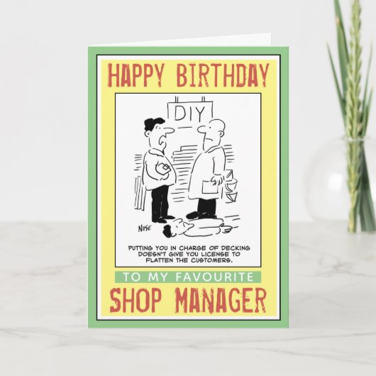 Carte Joyeux anniversaire à un responsable de magasin. (Devant)