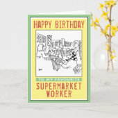 Carte Joyeux anniversaire à un travailleur de supermarch (Fleur jaune)