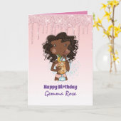 Carte Joyeux Anniversaire à une jolie fille noire - Beau (Fleur jaune)