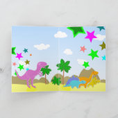 Carte Joyeux anniversaire à vous Blue Cartoon Dinosaur (Intérieur)