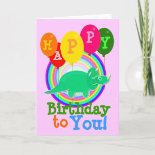 Carte Joyeux anniversaire à vous Dinosaur dessin vert