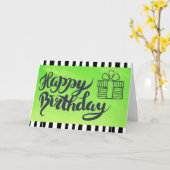 Carte Joyeux anniversaire à vous Lime Vert & Noir Annive (Fleur jaune)