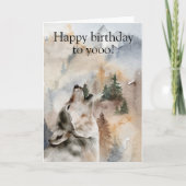 Carte Joyeux anniversaire à vous Wolf Howling Aquarelle (Devant)