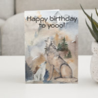 Joyeux anniversaire à vous Wolf Howling Aquarelle