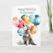 Carte Joyeux anniversaire à vous Wolf Pup Howling (Devant)