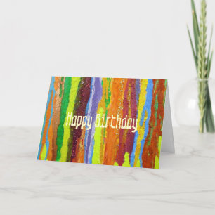 Carte Joyeux Anniversaire Abstrait Art rainbow rayures p